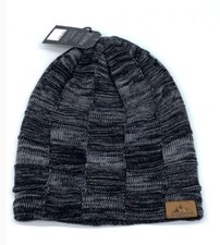 KB ETHOS BLACK ALTERNATE KNIT PATTERNED CABLE DESIGN BEANIE CAP SKI HAT WINTER