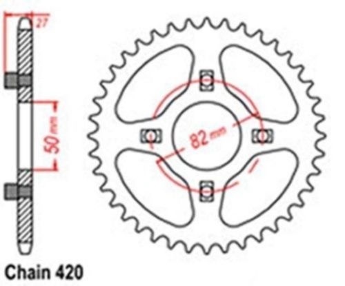 Couronne 41 dents 420 pour Honda CB 50 J finition haute précision