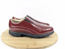 Nike Golf Shoes Womens Size 7W Burgundy Patent Leather Slip On Comfort