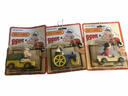 Matchbox Popeye Bluto AndOlive Oil 1980 On Sealed Cards Diecast CS 13,CS14,CS15