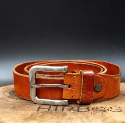 Vintage Mens Belt Handmade Leather Jeans Belt Brown Size 38  display picture 2
