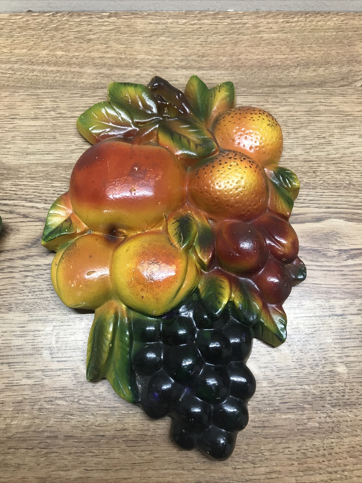 Vintage Plaster Chalkware Fruit Wall Plaques Set of 2 eBay