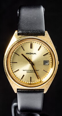 #ad Magnum Gold Tone Men#x27;s Quartz Watch Working Ø36mm Case GBP 39.00
