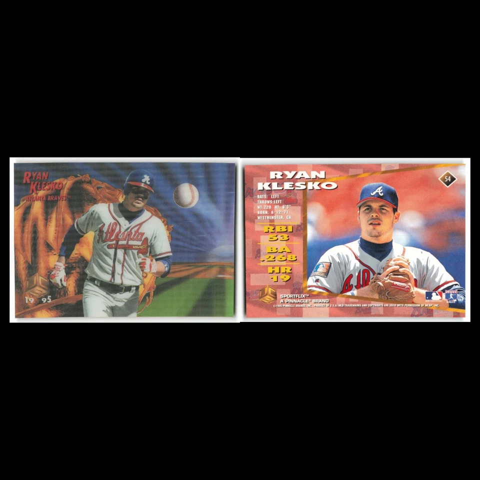 Ryan Klesko #54 1995 Sportflix UC3 Atlanta Braves Baseball Card MLB NM - Image 3 of 3