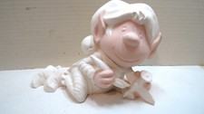 Vintage Gare Inc Ceramic Bisque Santa Elf Painting a Plane Ready to Paint 1981