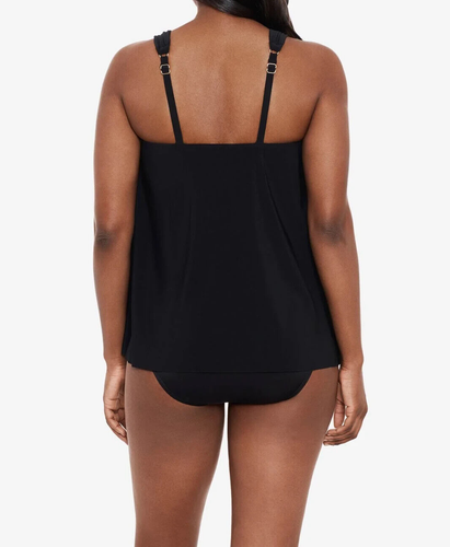 Miraclesuit Sz 16 Razzle Dazzle Tankini Top Swimsuit Black Underwire Slimming - Picture 2 of 17