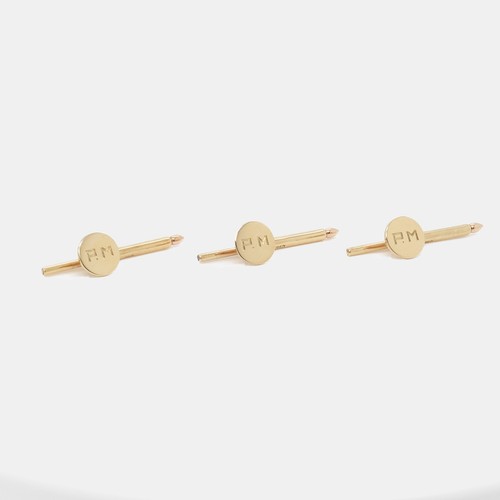 Cartier 14K Gold Monogrammed Cufflinks & Shirt Stud Dress Set - Picture 8 of 12