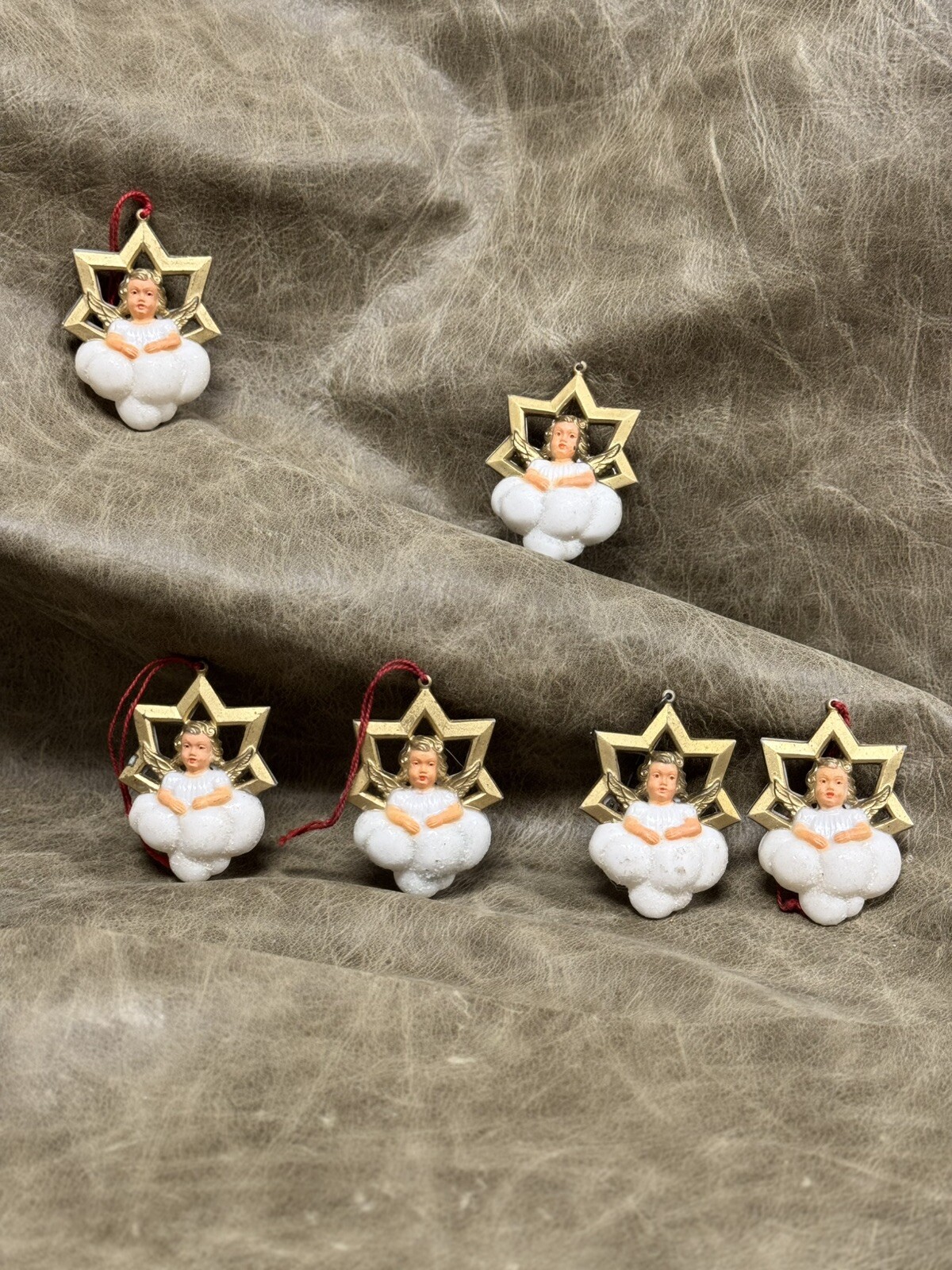 SIX VINTAGE CHRISTMAS WEST GERMANY MIDCENTURY ANGEL ORNAMENTS
