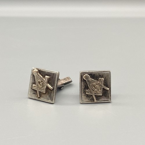 Boutons De Manchettes Franc-Maçon - Symbole Free Mason - 2cm - Argenté
