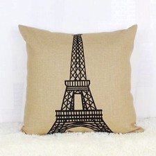 Eiffel Tower Paris Pillow Cover Case Cotton Linen 17 x 17 France Travel Europe