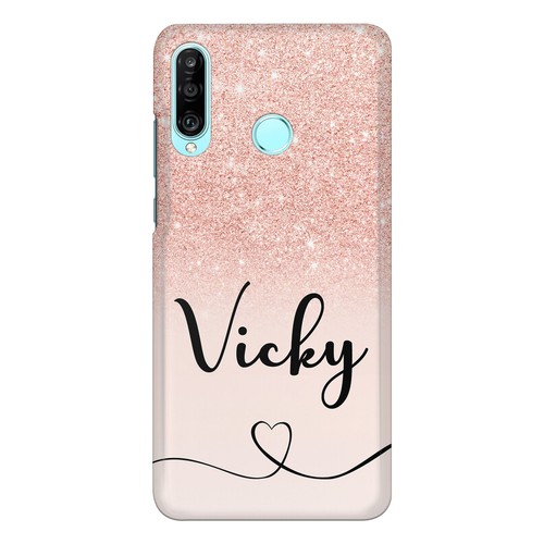 Rosa Initial Handyhülle; Personalisierte rosa/grau Marmor Hartschale für Huawei P - Bild 14 von 18