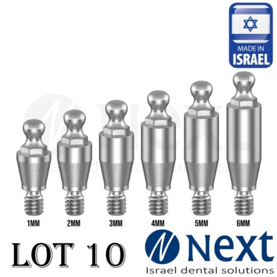 lot x 10 Ball Attachment abutment Hiossen Regular conical compatible  1-6 mm