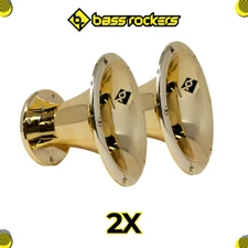 2PC 2” Throat 5.65” Exit Horn Wave Guide UV Resistant Silver Bolt on Compression