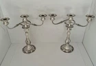 PAIR REED BARTON FRANCIS 1 STERLING  CONVERTIBLE CANDLESTICKS 3 LIGHT CANDELABRA