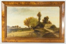 Antique Oil on Wood Panel Landscape Painting Signed Richard Henry Fuller
