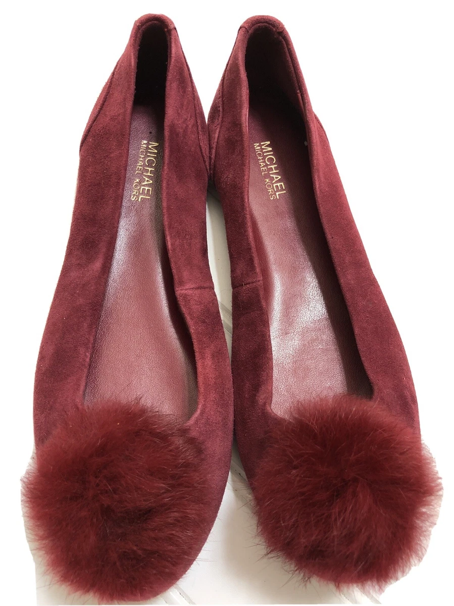 Michael Kors Sz 7 M Wine Burgundy Leather Ballet Flats Shoes