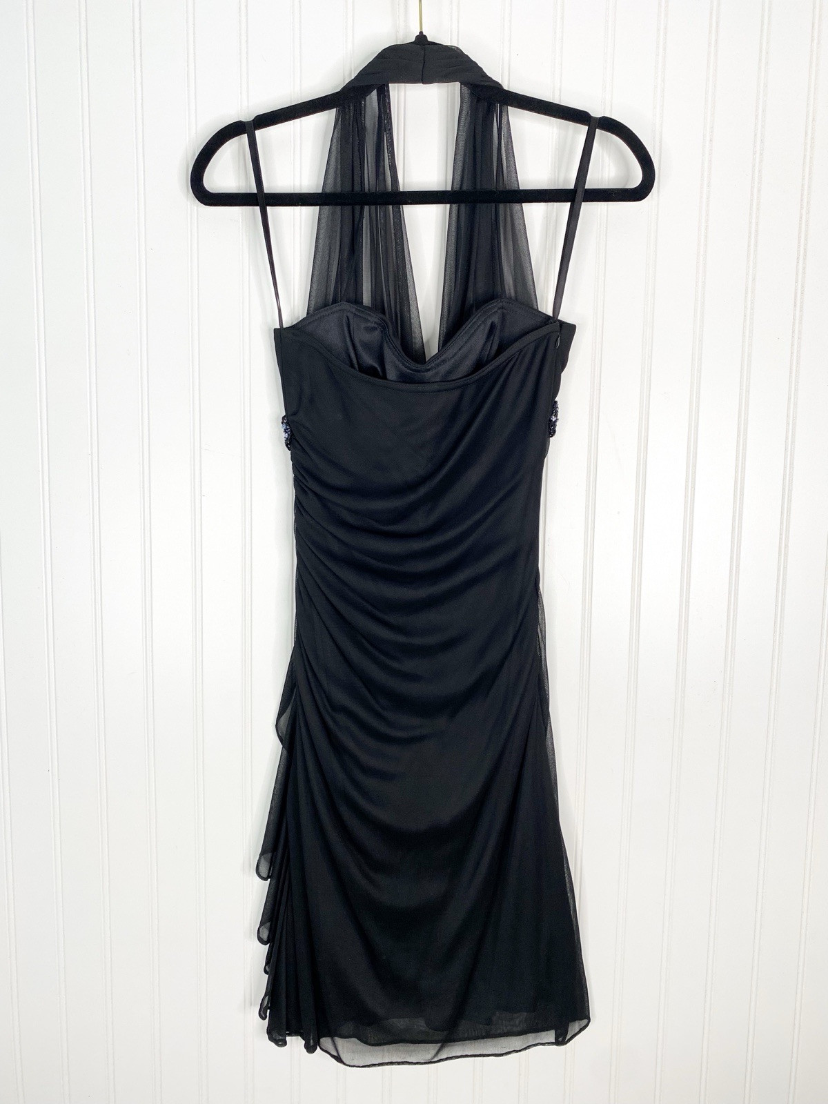 Cache Black Evening Small Medium Halter Micro mes… - image 5
