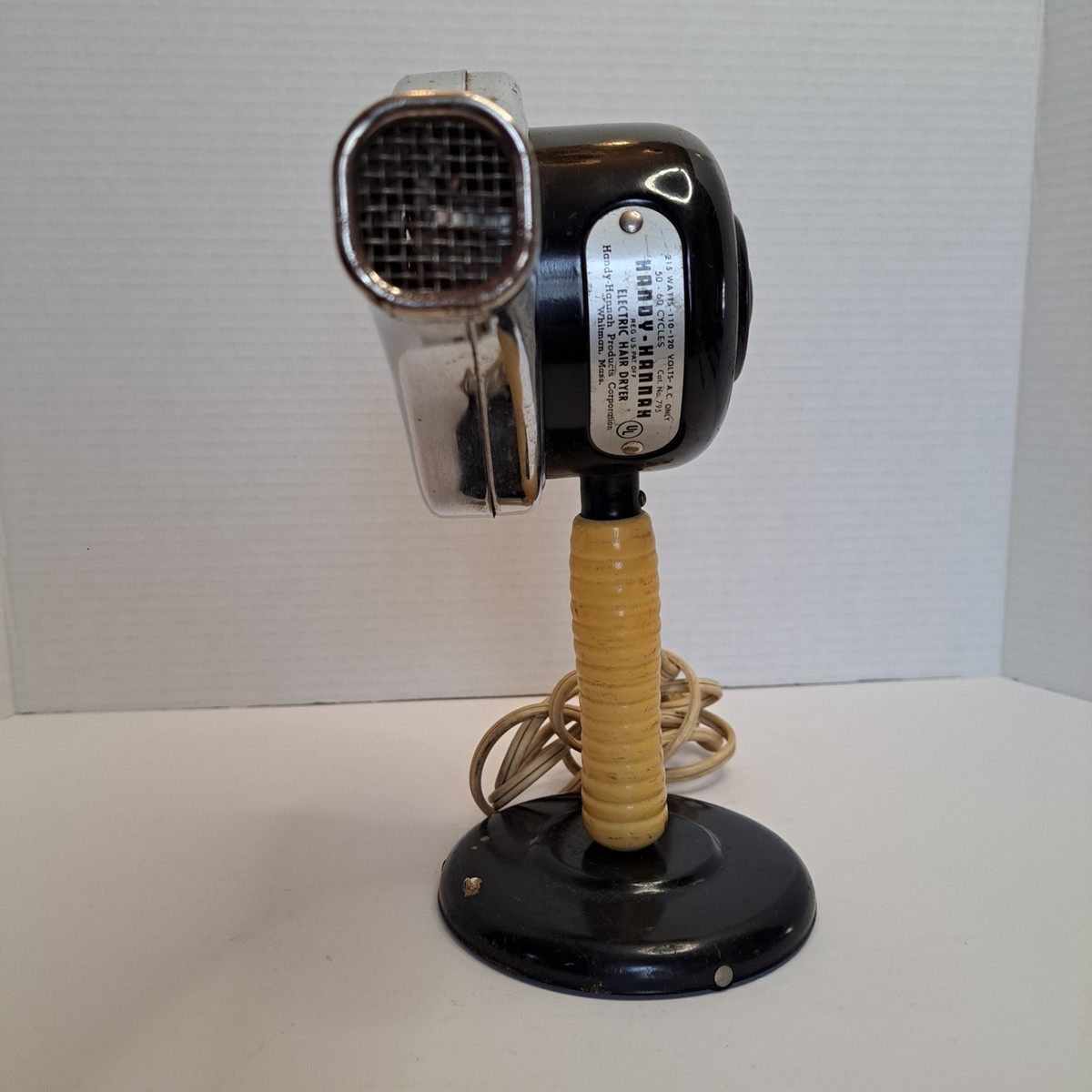 Vintage 1950's Handy-Hannah Vintage Hair Dryer Model 795 Black and