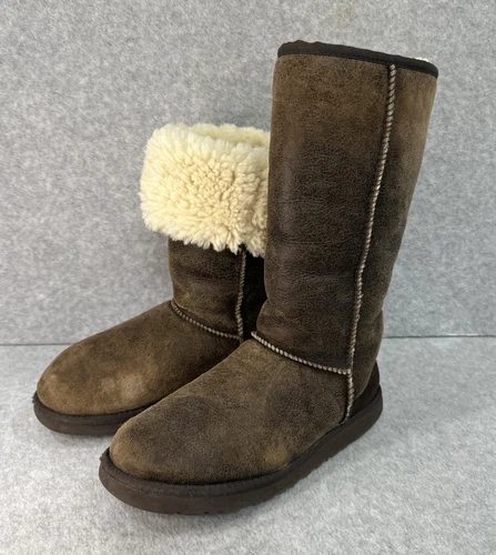 UGG CLASSIC BOMBER ALTO 5804 donna 7 MARRONE fodera in pelle e montone