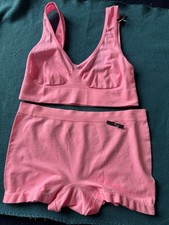 Neu Bustier Set M 40 42 Neonpink Panty  Short BH Microfaser Slip Unterwäsche 