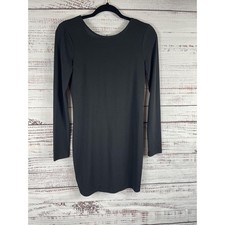 BCBGeneration Dress Womens SZ Small Black Long Sleeve Cowl Back Draped Mini Knit