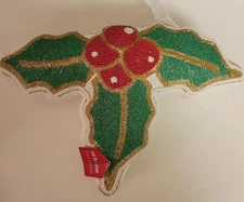 Fully Beaded Christmas Holly Leaf Berries Shaped Accent Pillow Holiday At Home