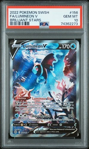 Pokemon Lumineon V Brilliant Stars Full Art Full Art 156 PSA 10 Gem Mint