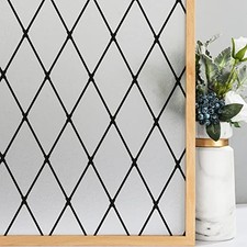 Frosted Black Lattice Window Film Static Cling Window 17.7"x118" 45x300cm