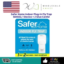 Safer Home Indoor Plug-In Fly Trap (SH502, 1 Device + 2 Glue Cards)