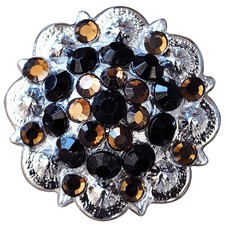 C-TY32 Set Of 32 Western Screw Back Concho Black Brown Crystal 1-1/4In Saddle