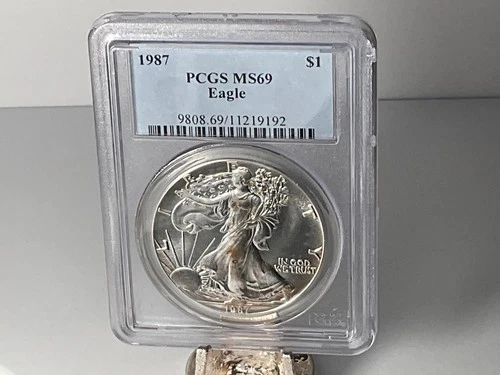 1987 PCGS MS69 American Silver Eagle Coin BU $1 Dollar 1 Ounce Oz 1oz .999 Fine