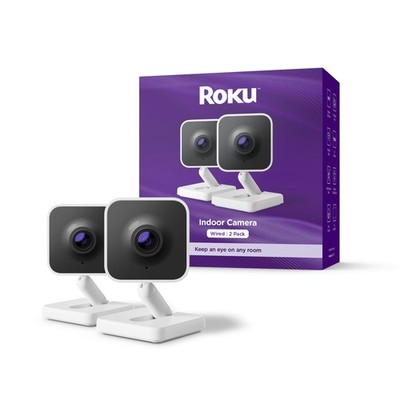 Roku Indoor Wired Security Cameras 2-Pack 1080p HD WiFi 6, Motion & Sound Alerts
