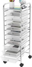 Utility Cart W/ 10 Drawers Rolling Storage Art Craft Organizer Chrome