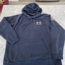 Under Armour Freedom Hoodie Mens Black Loose USA Patriotic Stars Stripes-Large