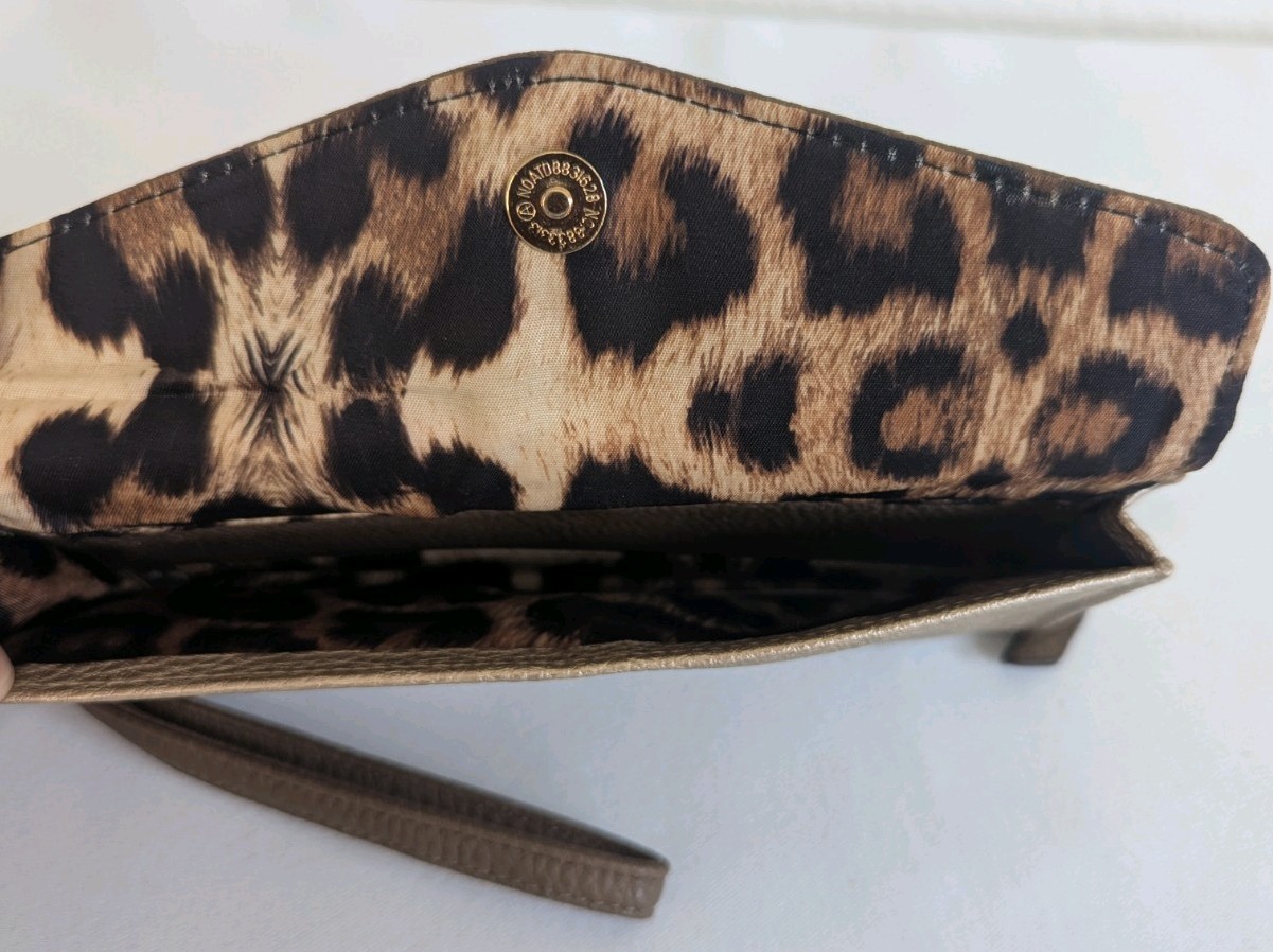 Lot of 2 Jessica Simpson Wallets EUC Brown Silver-tone Studs Beige Gold Leopard