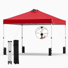 10x10 FT Pop Up Canopy Tent 1-Person 1-Button Push Instant Setup w/ 4 Sandbags