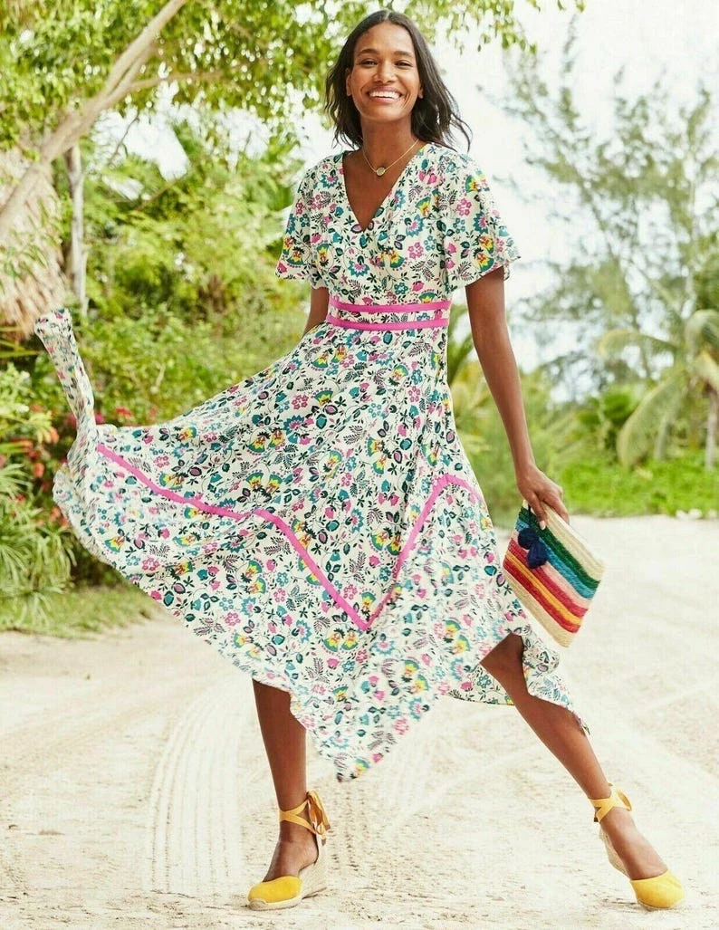 knee length dresses for ladies Lily Long Sleeve Midi Dress-Emerald, Delicate Carnation main image 1