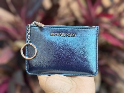 Michael Kors Jet Set Travel SM Coin ID Key Holder Wallet Patent Teal