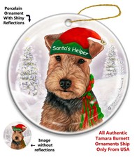 Welsh Terrier Santa's Helper Holiday Ornament
