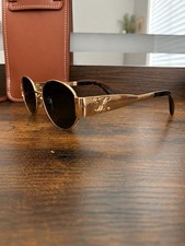 Celine Triomphe CL40235U Metal Oval Sunglasses Gold NWOT Full Set