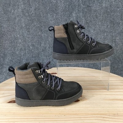 Art Class Boots Youth 1 Boys Malcolm Lace Up Side Zip Bootie Grey Faux Leather