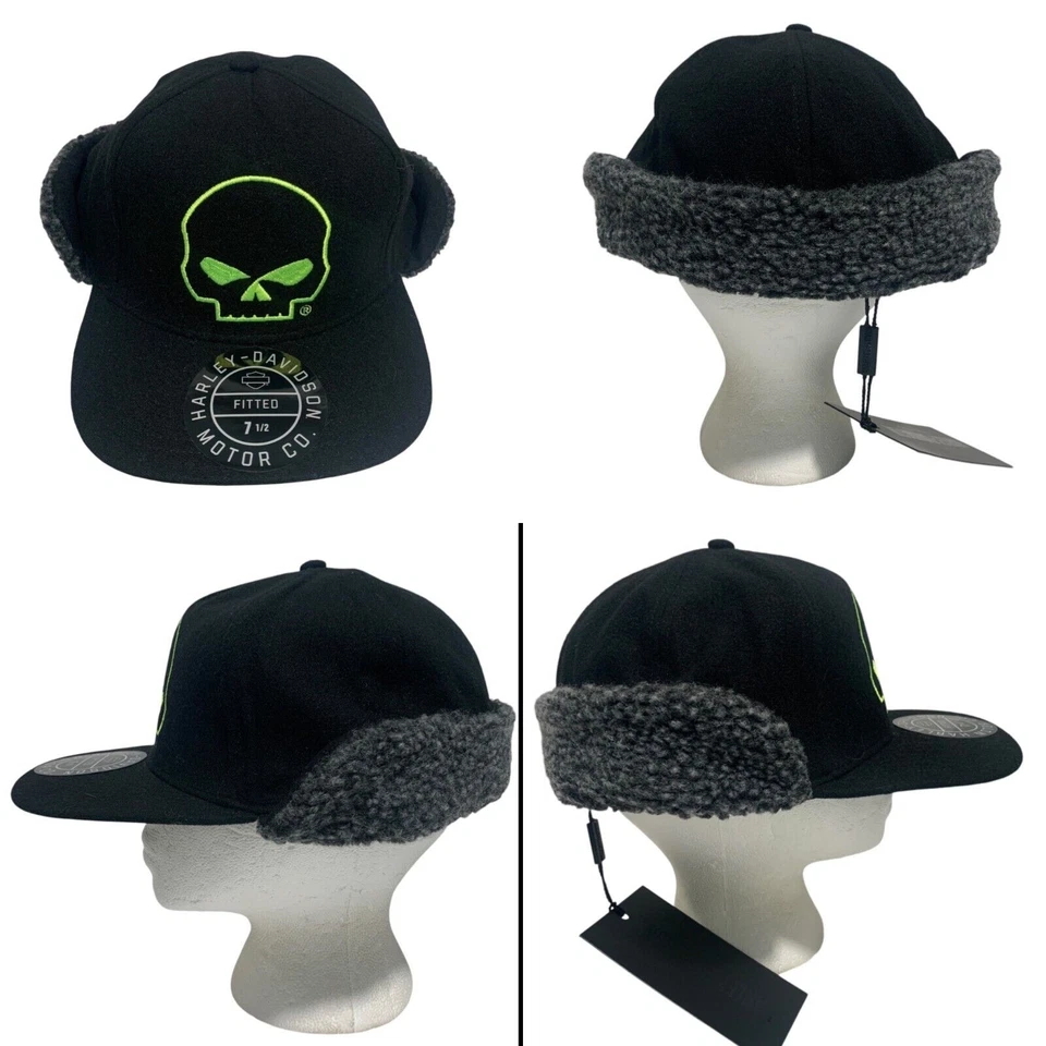 Harley Davidson Para Hombre Talla 7 1/2 (XL) Ajustado Willie G Calavera Sherpa Oreja Gorra Sombrero Foto 2 de 4