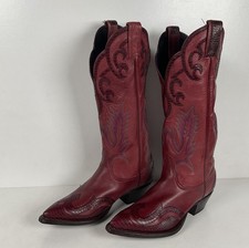 Tony Lama Lizard Wingtip Cowgirl Boots Overlays Cranberry Women s 6.5 M