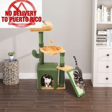 37" Cactus Cat Tree Tower with Sisal Scratching Posts, Cat Climbing Tower