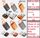 2pcs USB to USB C Adapter, USB C to USB Adapter OTG Converter for Apple Samsung