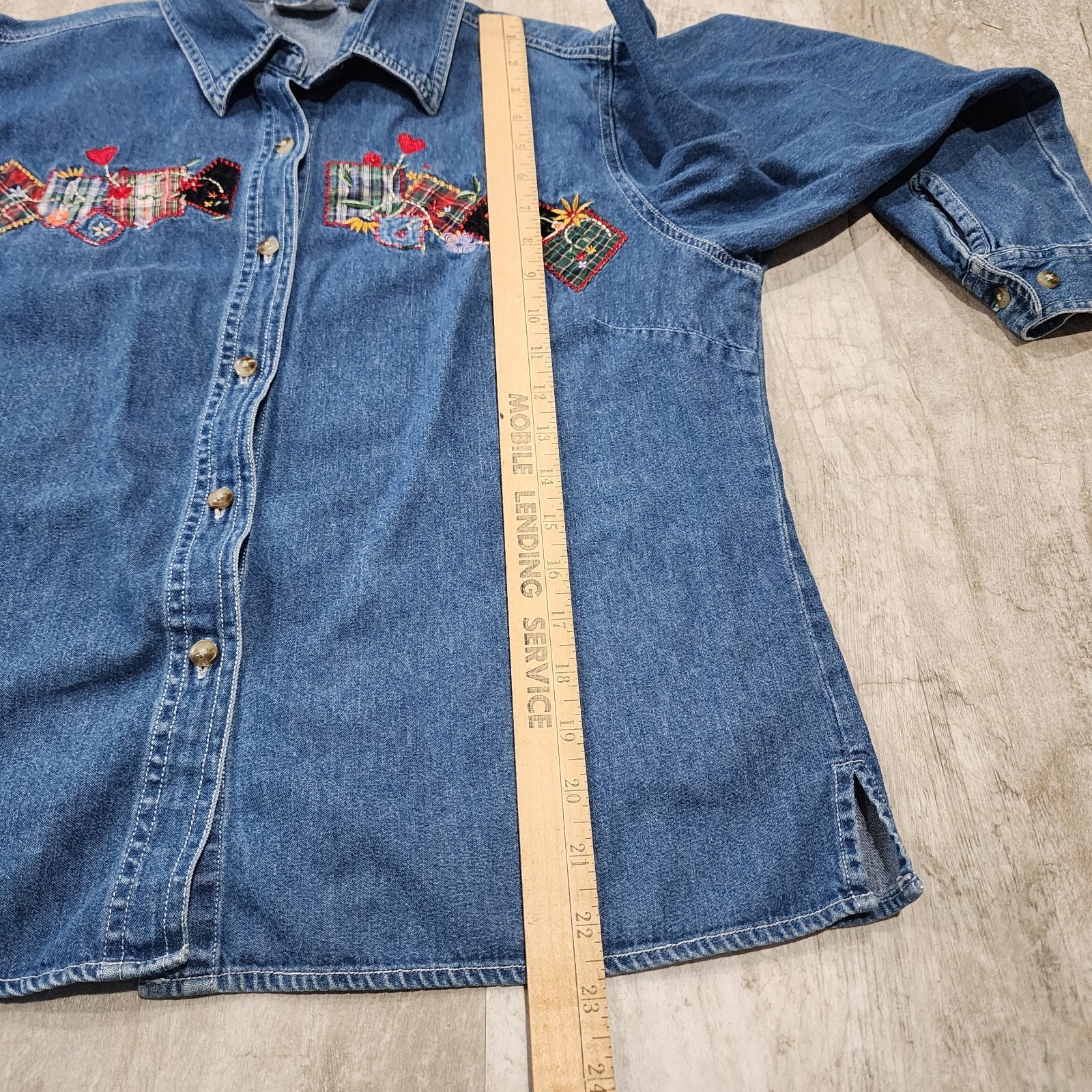 Vintage Women's Patchwork Embroidered Button Up S… - image 8