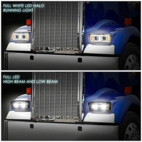Proyector de faros de señal DRL completos LED cromados para 81-19 Freightliner Kenworth - Imagen 3 de 10