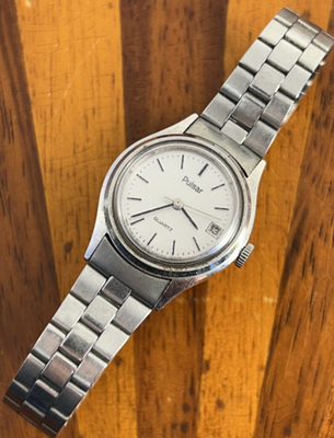 #ad Pulsar Watch Women Silver Tone Silver Dial Date Quartz 23mm New Battery $18.99