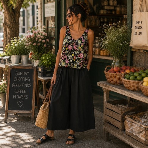 3.1 Phillip Lim Black Floral Silk Sleeveless Crop Top Women's Size 2 Fairycore