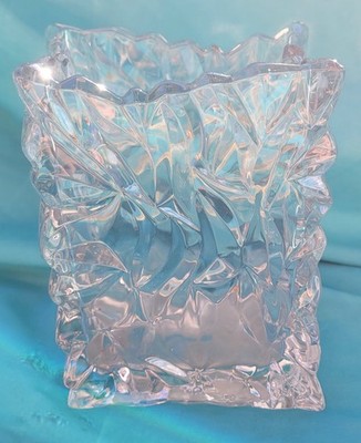 Rosenthal Studio-Line Crystal Glass Paper Bag Vase Germany Signed Unique Vintage
